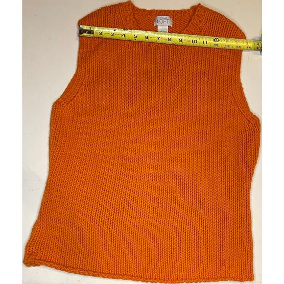 Ann Taylor LOFT Chunky Knit Sweater Vest Sz Lg Orange Wool Blend Rib Tank Top - Picture 4 of 11